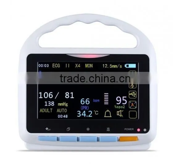 5 inch Touch Screen Multi parameter Patient Monitor with bluetooth function up to 15 hours running time