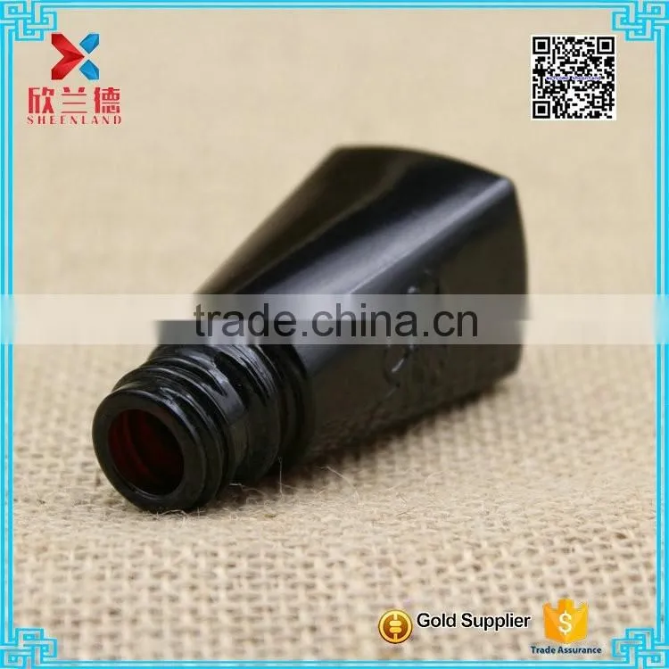 2016 high quality 15ml trapezoid design dark amber samll glass bottle