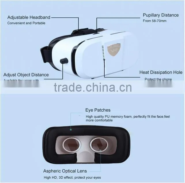 2016 new design products VR 3d glasses virtual reality headset vr glasses 3d vr glasses