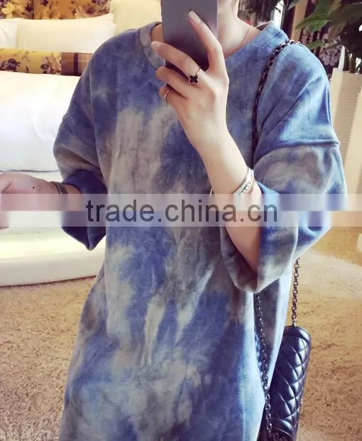 2015 autumn cashmere soft and long sections gradient tie dye hoodie