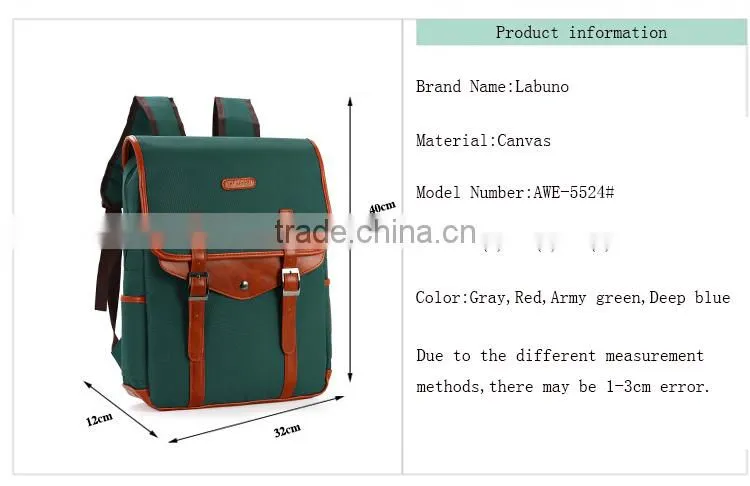 fashion canvas school backpack laptop bag backpack