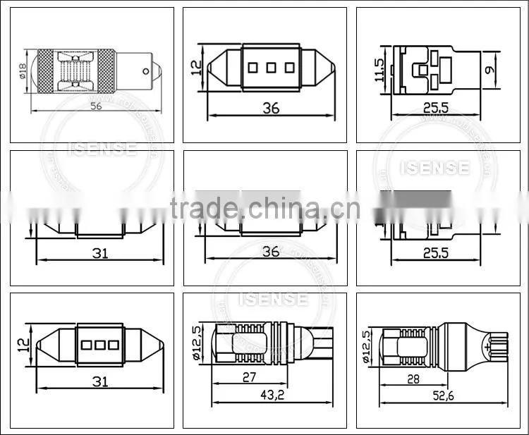 T10 high quality led car light c5w led canbus, 36mm led festoon, 3W car led reading light