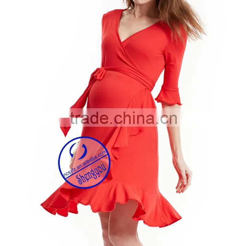 Wholesales V Neck Short Sleeve Summer Maternity Dresses