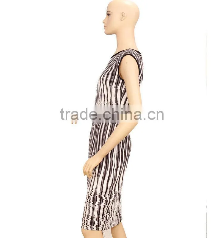 2016 stripe digital print women sleeveless dress suit