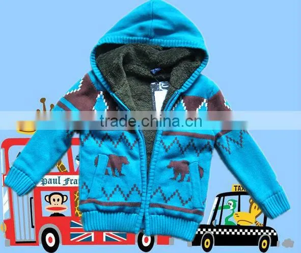 winter multi jaquard zipper hoodie cardigan crochet sweater outer jacket