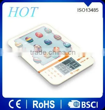 2016 new design nutritional scale multi-function glass platform with 5kg/g