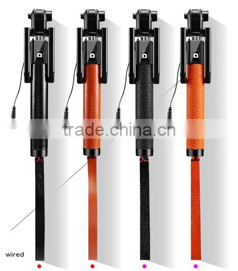 Wholesale Real Leather Monopod Selfie Stick With Foldable