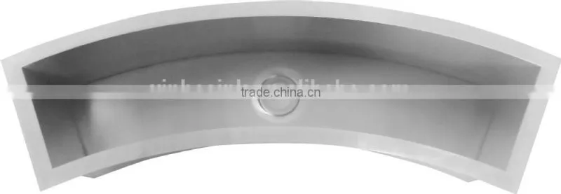 Stainless steel commercial circular arc indoor hotel bar sink hand wash basin for public use