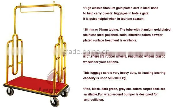 Brushed Finished Luxury Hotel Baggage Bellman Cart