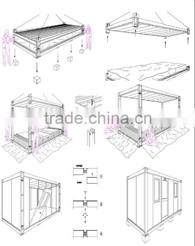 sandwich panel prefabricated movable container house with B.V.&ISO certificate for office/shop/living