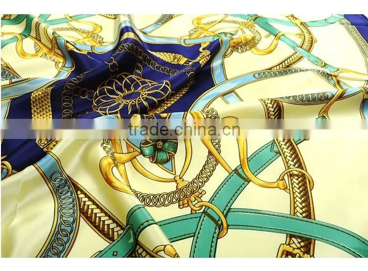Brand like scarf 100% silk charmeuse digital printed square silk scarves 90x90cm