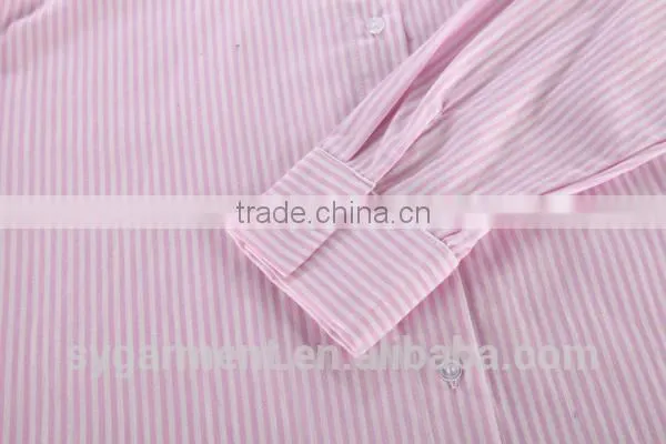 2015 Classic women long sleeve blue white stripe shirts and tops