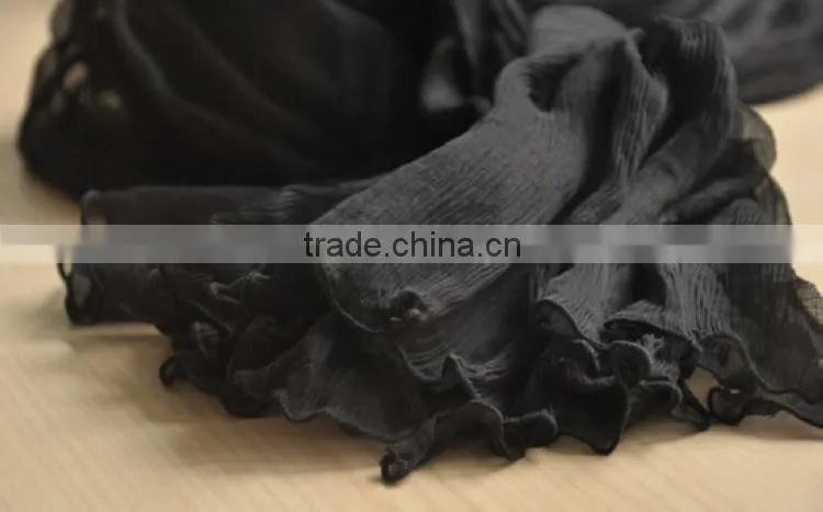 black color crepe georgette long silk scarf