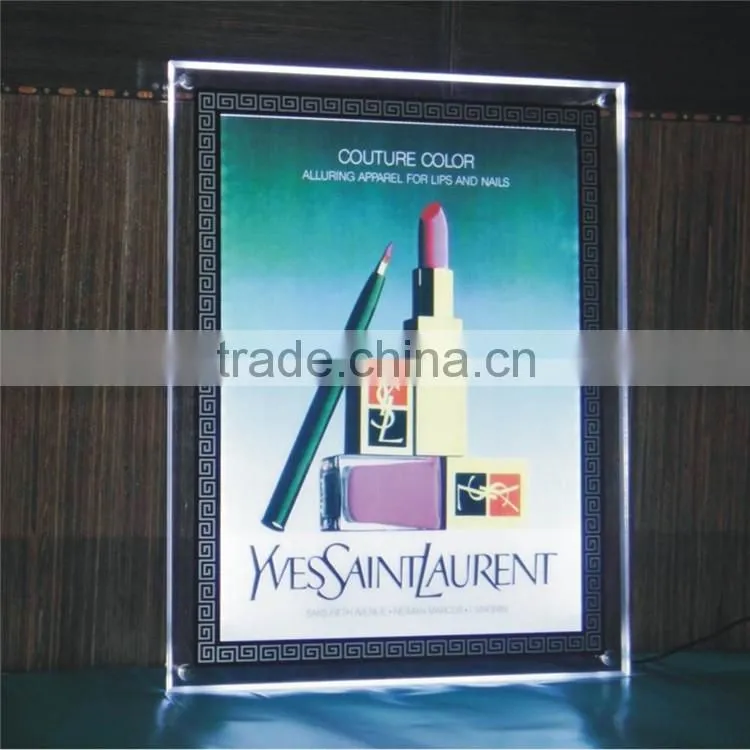 Advertisement acrylic led photo frame light box cosmetic picture frame