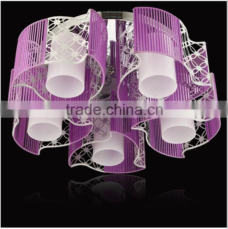 Nice Apperance Fabric Ceiling Lights E27 Base Purple Iron LED Ceiling Lights