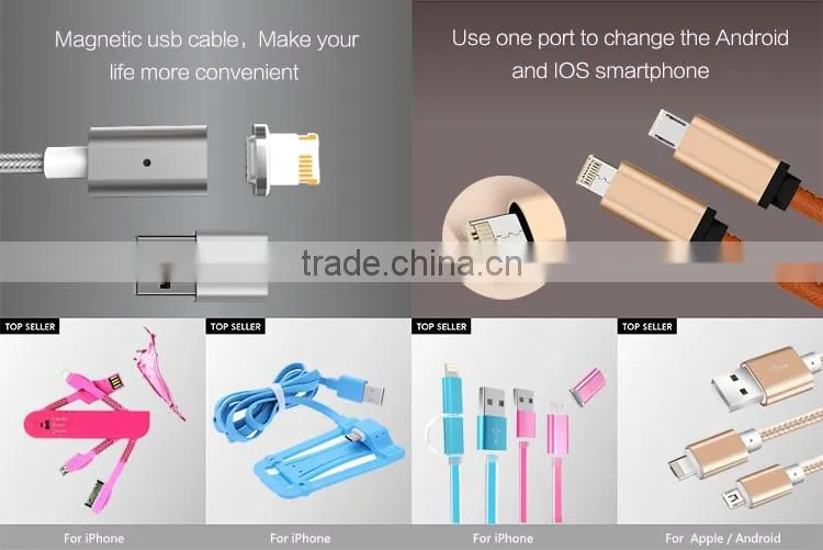 Free sample smart flash charging braided 2 in 1 micro usb cable