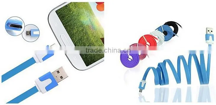 2m V8 usb charging cable flat micro usb cable for android mobile phone