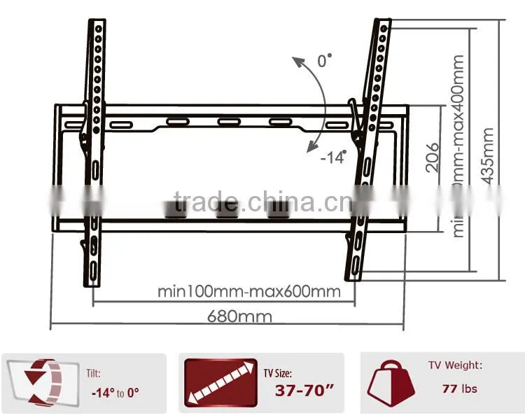 For 23"-42" Remote Controlled Vertically Adjustable Slide Plasma Tv Mount