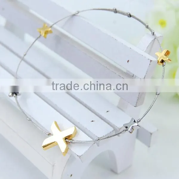 steel rope bracelet with metal Fashion stainless steel bracelet bangles
