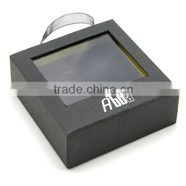 Factory Wholesale PVC Window Rigid Paper Slide Jewelry Box with velvet Paperboard Inside