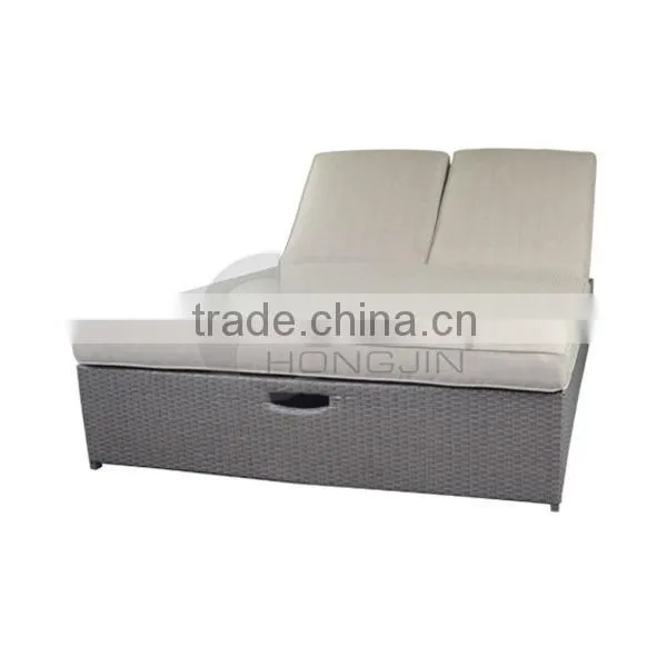 Double Seat Outdoor Rattan Sun Lounge/ Rattan Chaise Lounge