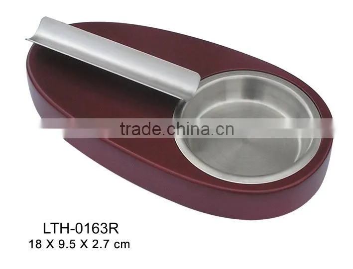 Cherry finish stainless steel cigar ashtray