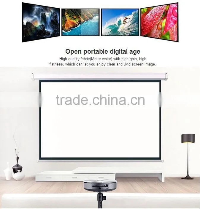 CE certificated 60"-300" Motorized Projection Screen with iron housing
