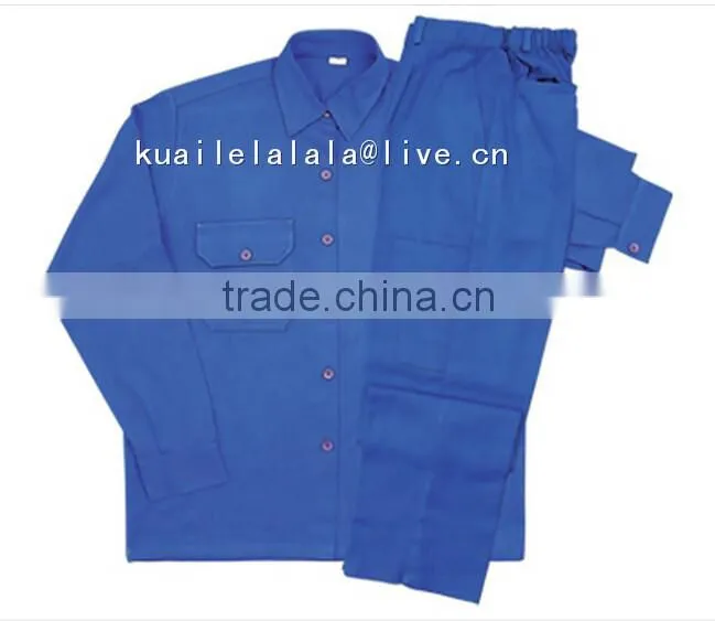 Cotton polyester royal blue shirt pants 195gsm