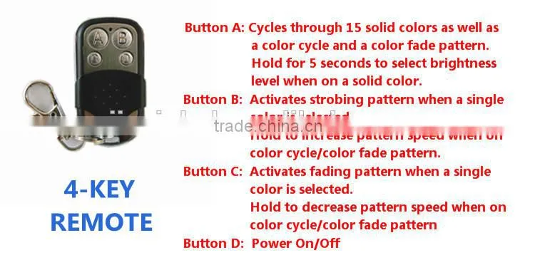 6pcs motorcycle led lighting kit with 4 key remote