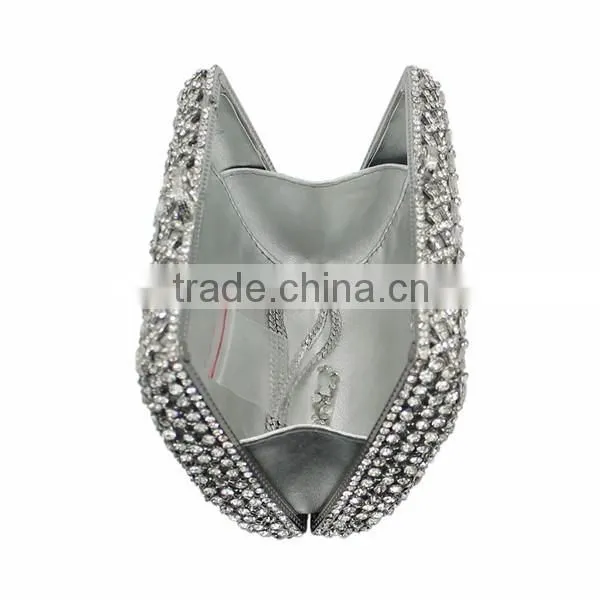 silver clutch evening bag bridal wedding handbags fancy ladies purse (88164A-S)
