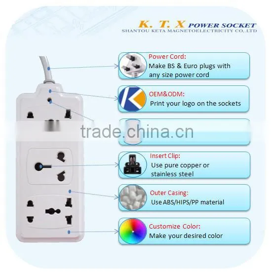 5 Way Electrical S.A Plug , Indian Movable Multi Plug Socket For Airconditioner
