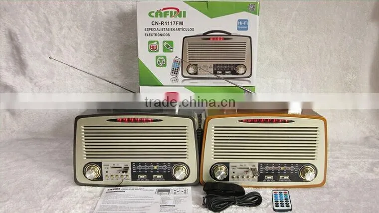 Retro Wood Radio with USB Player and Recording Function
