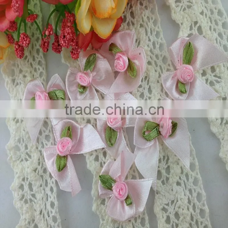 Wholesale customized satin ribbon bowknots ribbon bow with ribbon flower