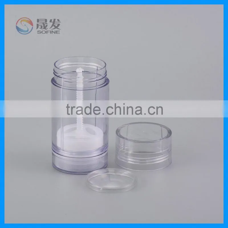 Round empty deodorant stick crystal