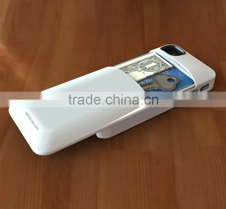 for iPhone 4 4S Slider Credit Card Holder Hard Case Cover Shell Drawer Locker