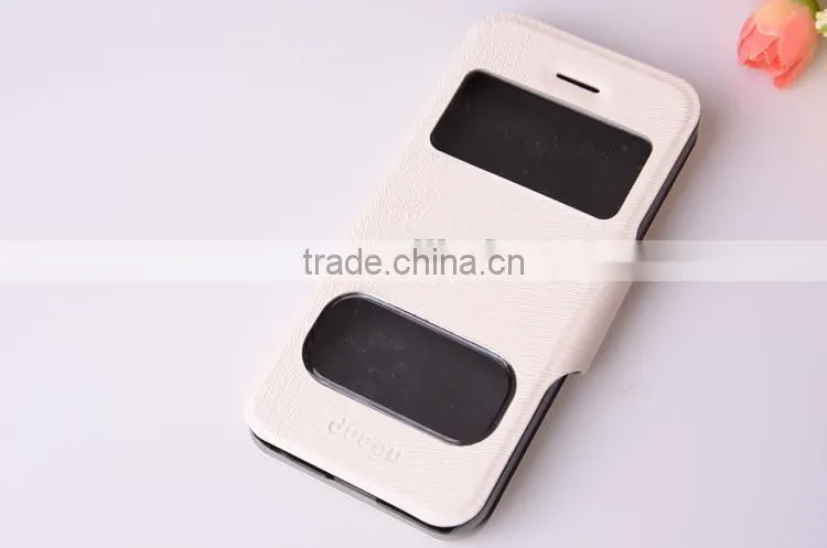 Double Sided Leather Case with Window for iphone 5 Case non Transparent