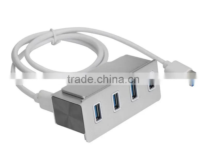 High-speed 4-Port USB 3.0 Hub with LED indicators and easy to be fixed on the PC or table