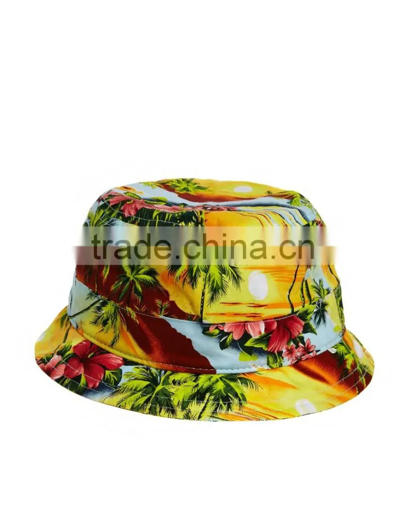 2014 streetwear flower bucket hat wholesale custom floral print bucket hat