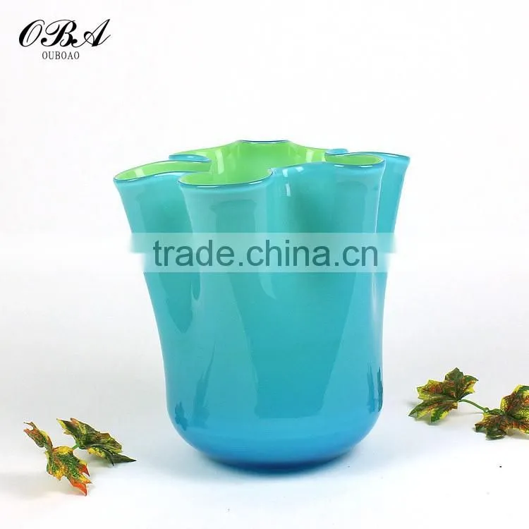 Hand-blown Modern Style Cheap Chinese Cabbage Glass Vase / Eco-friendly Home Decor Big Glass Flower Vase