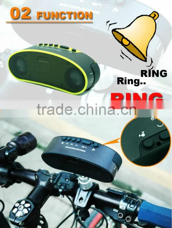 B6 yellow color wireless handsfree LED bluetooth bicycle speaker with FM radio
