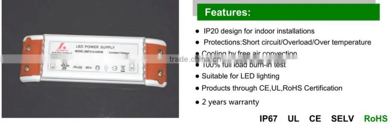 indoor used constant voltage 12vdc 36w led driver ul approved for panel light