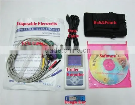 Supply 24 hour recording time 12 lead 3 Channel ECG Holter Monitor recorder with free PC analysis software 18 months warranty