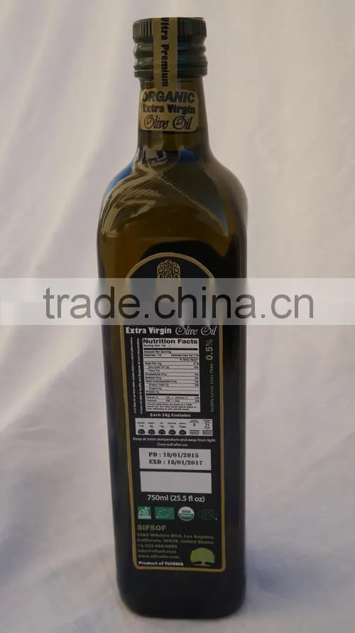 Pure Natural Extra Virgin Olive Oil.Organic Olive Oil with ISO9001 Certification. 500 ml Marasca Bottle