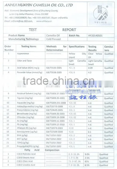 100% Wild, Pure and Organic Green Tea Seed Oil (Top Manufacturer)