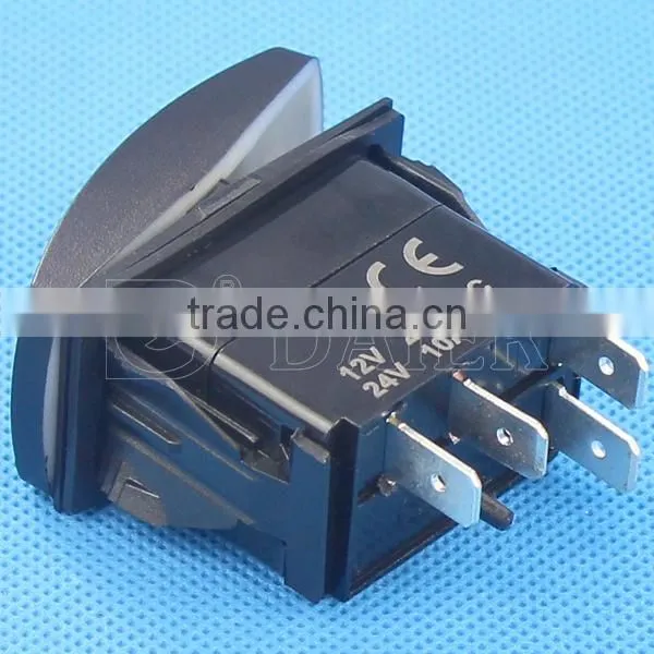No Lens 4 Blade Pins Waterproof Rocker Switch With Two Red Lights