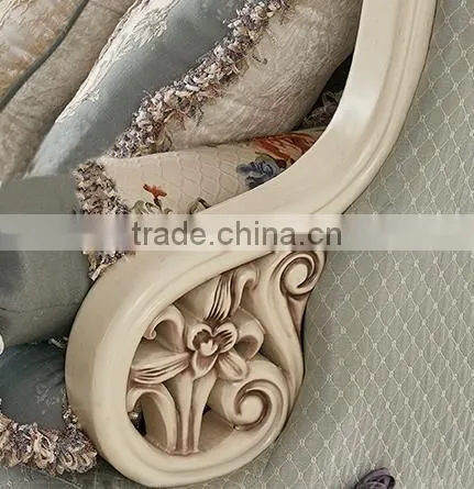 Solid wood living room furniture vase and flowers carving design fabrice sofa set