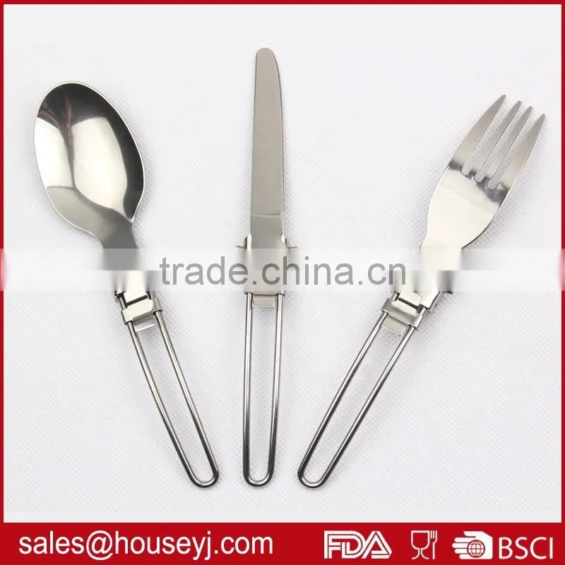 Folding camping tool portable stainless steel fork outdoor tableware Spoon & Knife Picnic