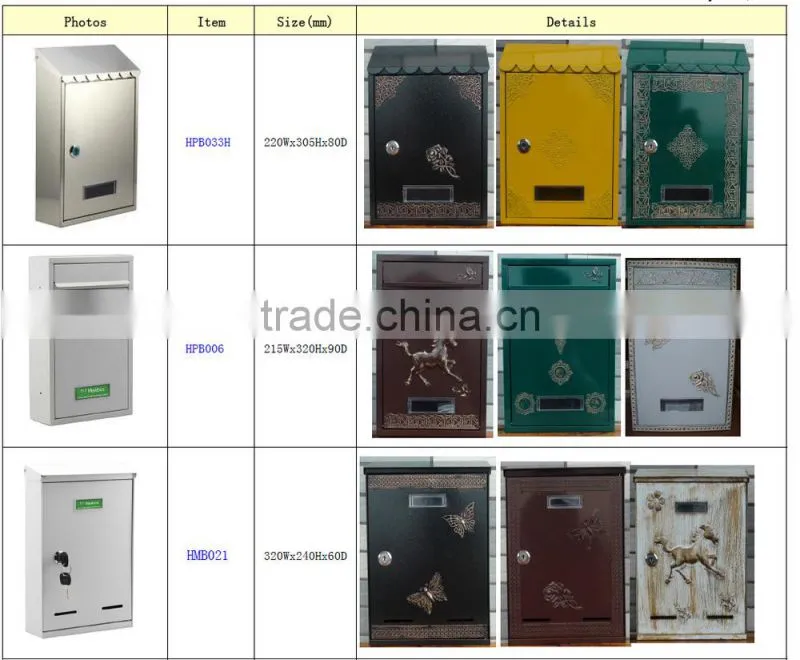 Galvanized steel mailboxes metal small letter box