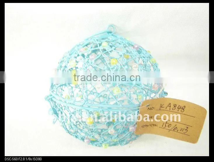 Blue iron decorative with mix pearl hand exercise ball