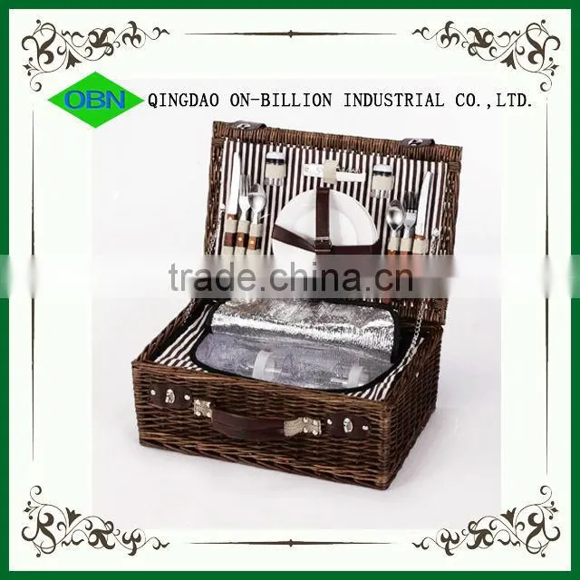 Wholesale new design Food Insulated atacado cestas de vime do piquenique wicker picnic basket
